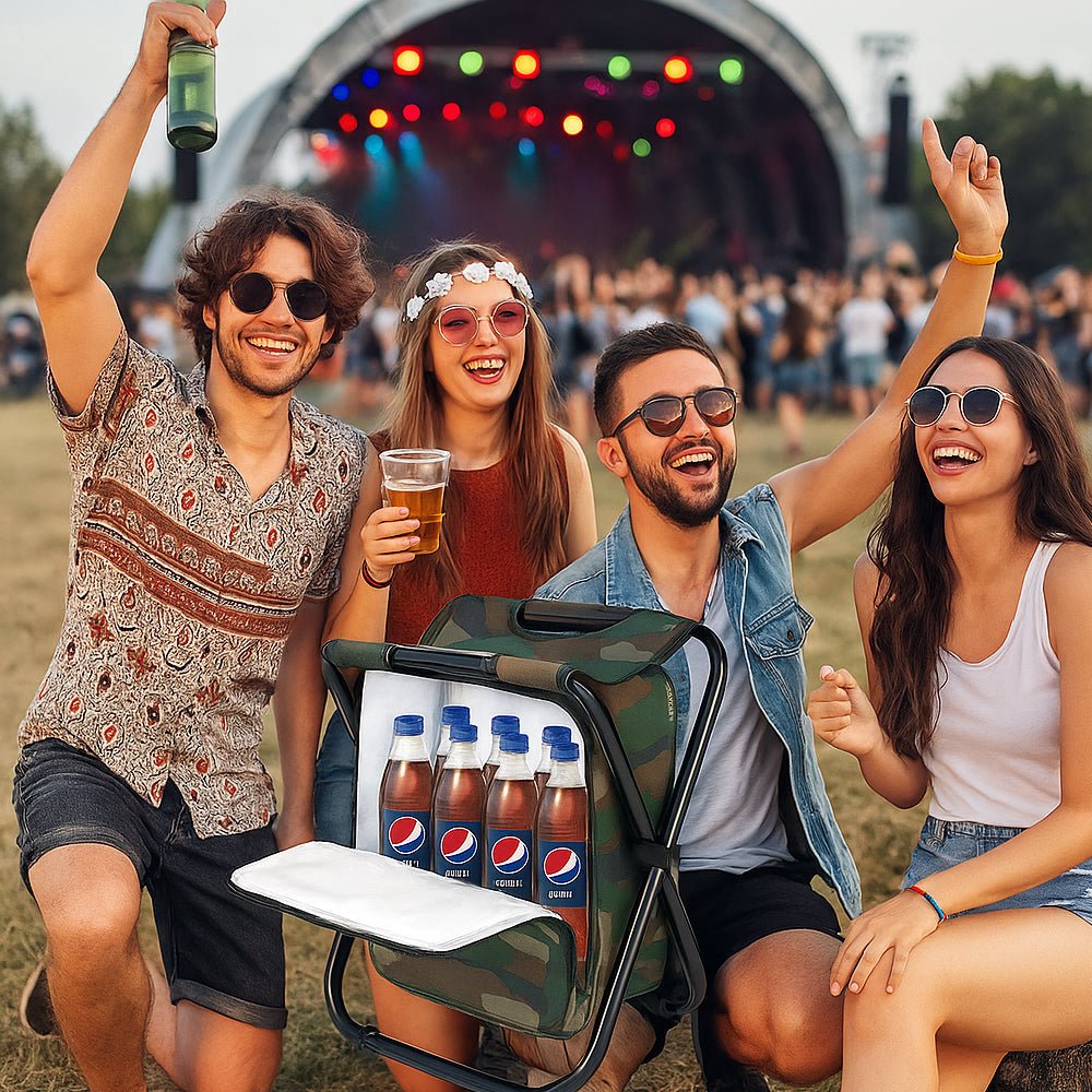 Norvo | Camochair Pack – 3-i-1 Ryggsekk, Kjøler & Sammenleggbart Stol for Utendørs Eventyr