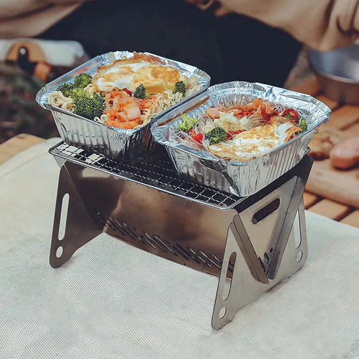 Campinggrill Stekeovn Bærbar Sammenleggbar Rustfritt Stål Piknik BBQ Stativ | Skanto