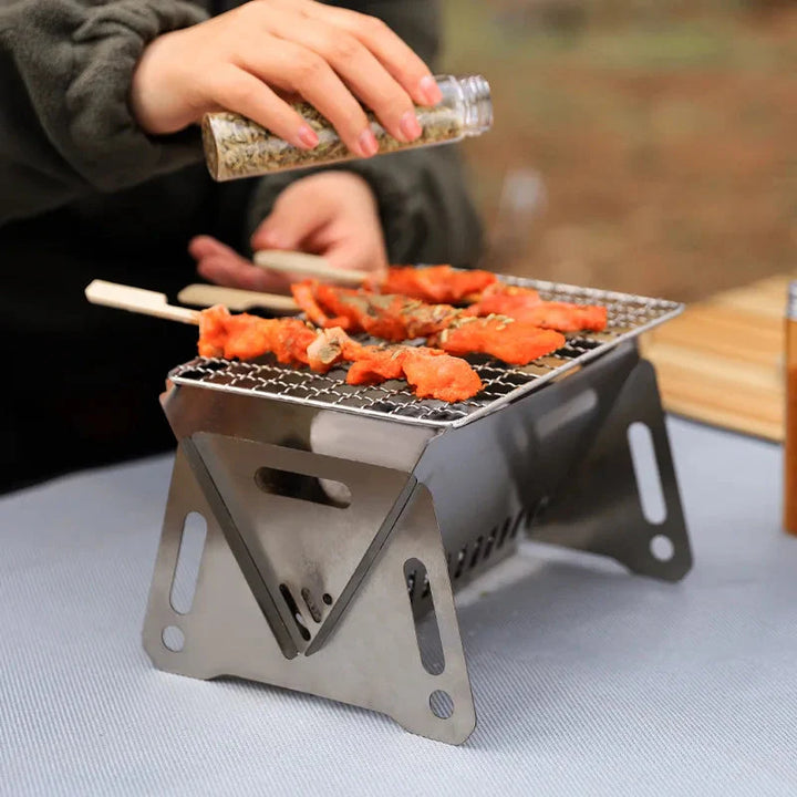 Campinggrill Stekeovn Bærbar Sammenleggbar Rustfritt Stål Piknik BBQ Stativ | Skanto