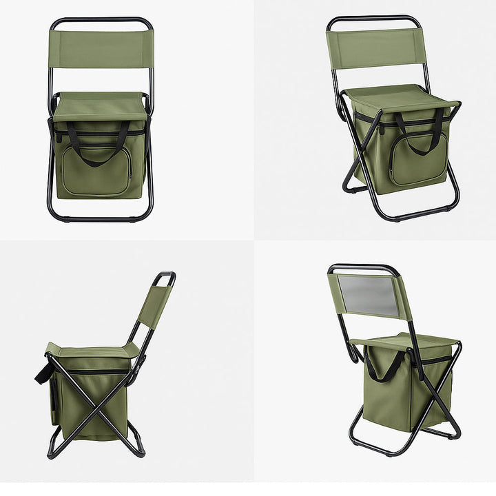 ChillPack Utendørs Stol – Sammenleggbar Campingstol med Ryggstøtte og Integrert Kjølebag | Skanto