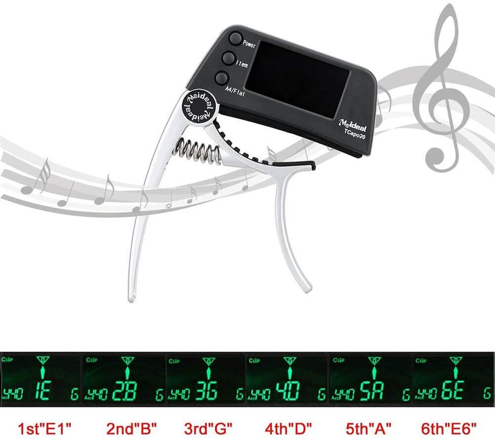 Capo & Stimmgerät „TuneGrip“ – 2-i-1 Gitarrenzubehör med LCD-bildeskjerm