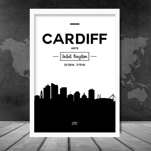 Cardiff bysilhuett, byutsikt, trykk