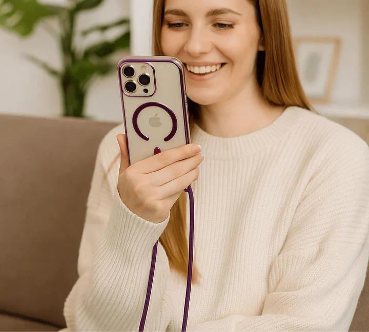 Skanto | CarryLink – Justerbar telefonhalsrem med klar MagSafe-deksel