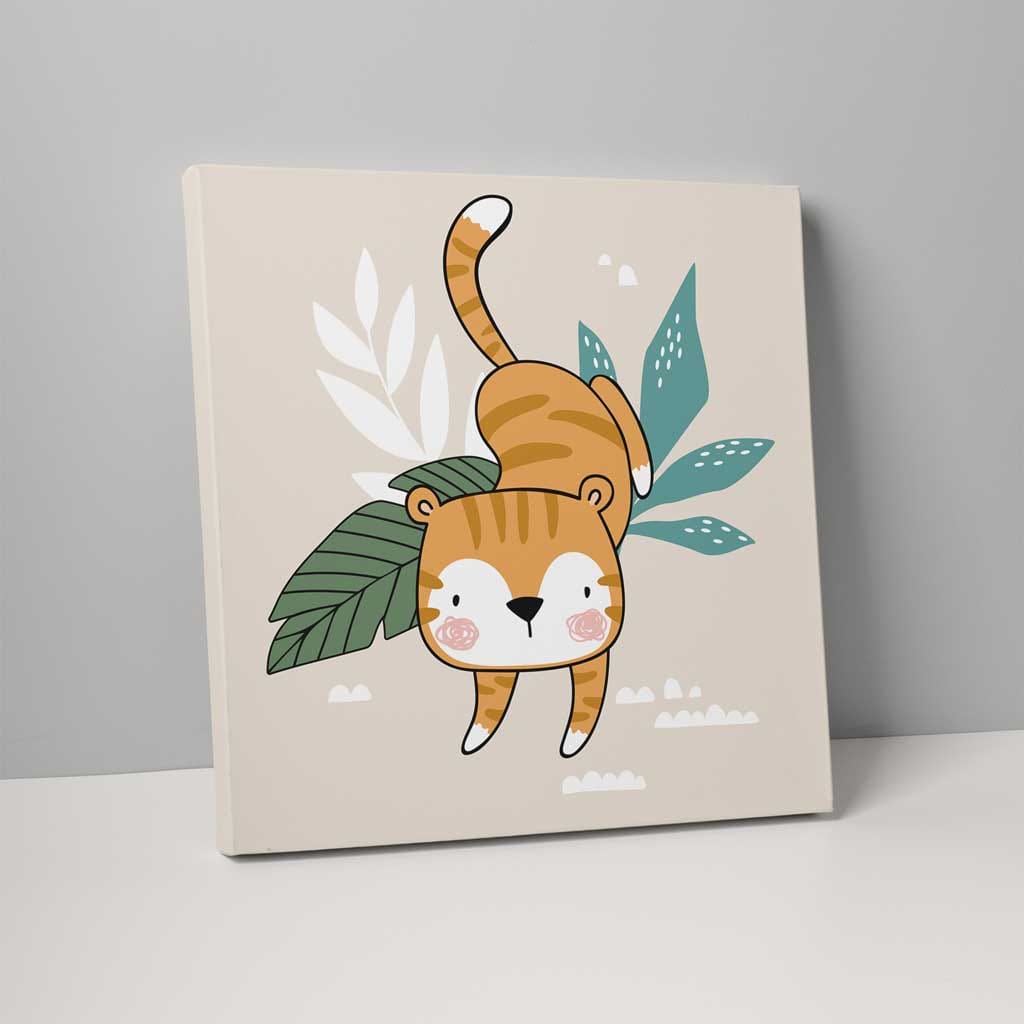 Boho Safari Jungel Tiger Beige og Oransje på Lerret