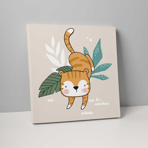 Boho Safari Jungel Tiger Beige og Oransje på Lerret