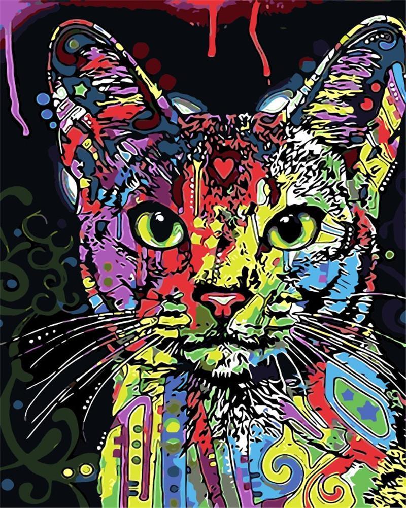 Color Splash Cat - Van-Go Mal-etter-nummer Kit | Skanto
