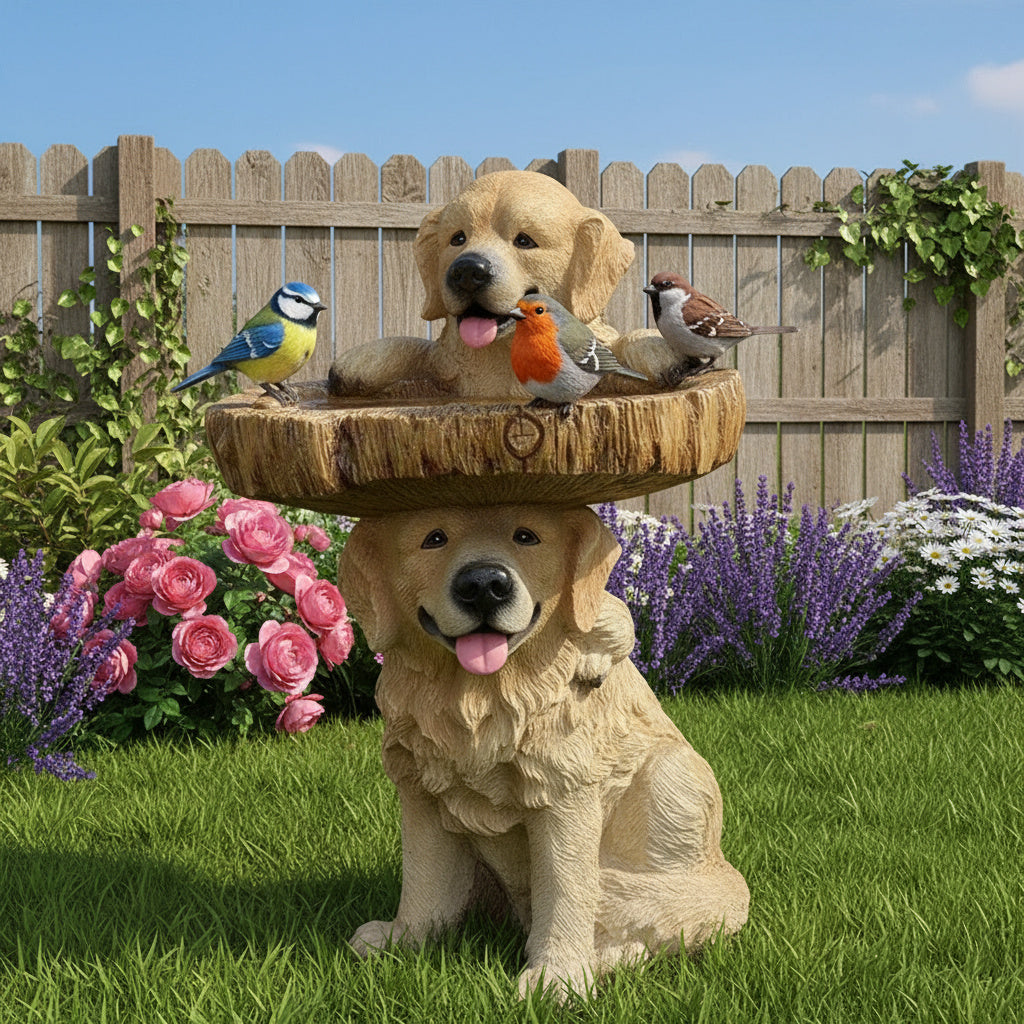 Skanto | Golden Retriever Valp Fugl Bad Hage Statue