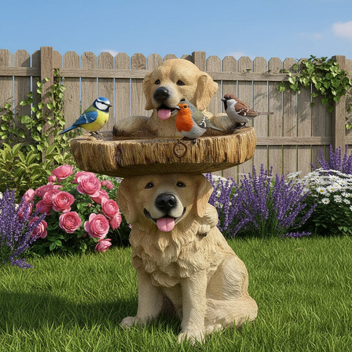 Skanto | Golden Retriever Valp Fugl Bad Hage Statue