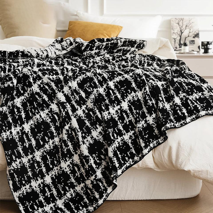 Skanto | Luksus Ull Strikket Teppe - Elegant Bærbar Sofa Seng Kast - Perfekt for Hjem, Reise, og TV Tid