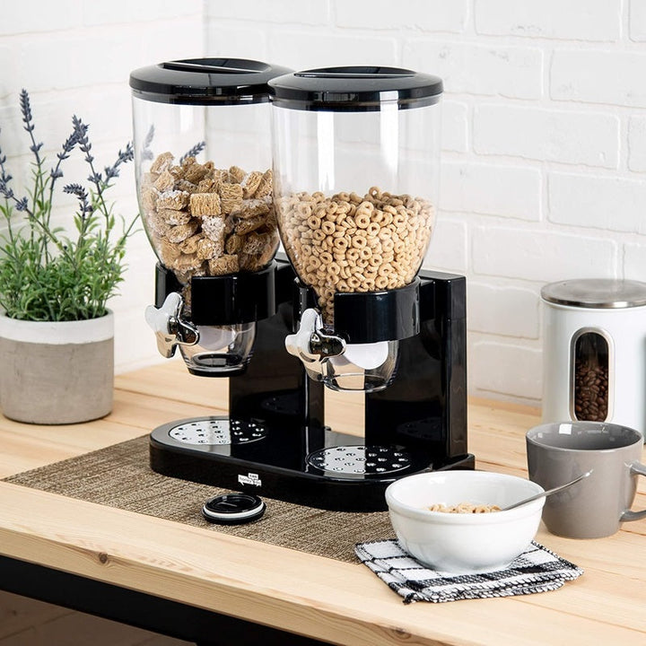 Skanto | Dual Cereal Dispenser, Tørr matlagringsbeholder for enkel dispensing