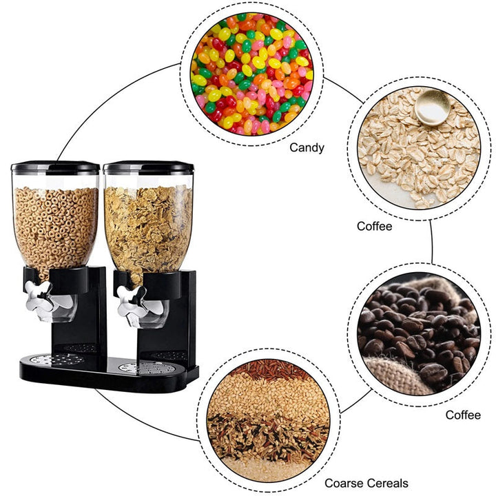 Skanto | Dual Cereal Dispenser, Tørr matlagringsbeholder for enkel dispensing
