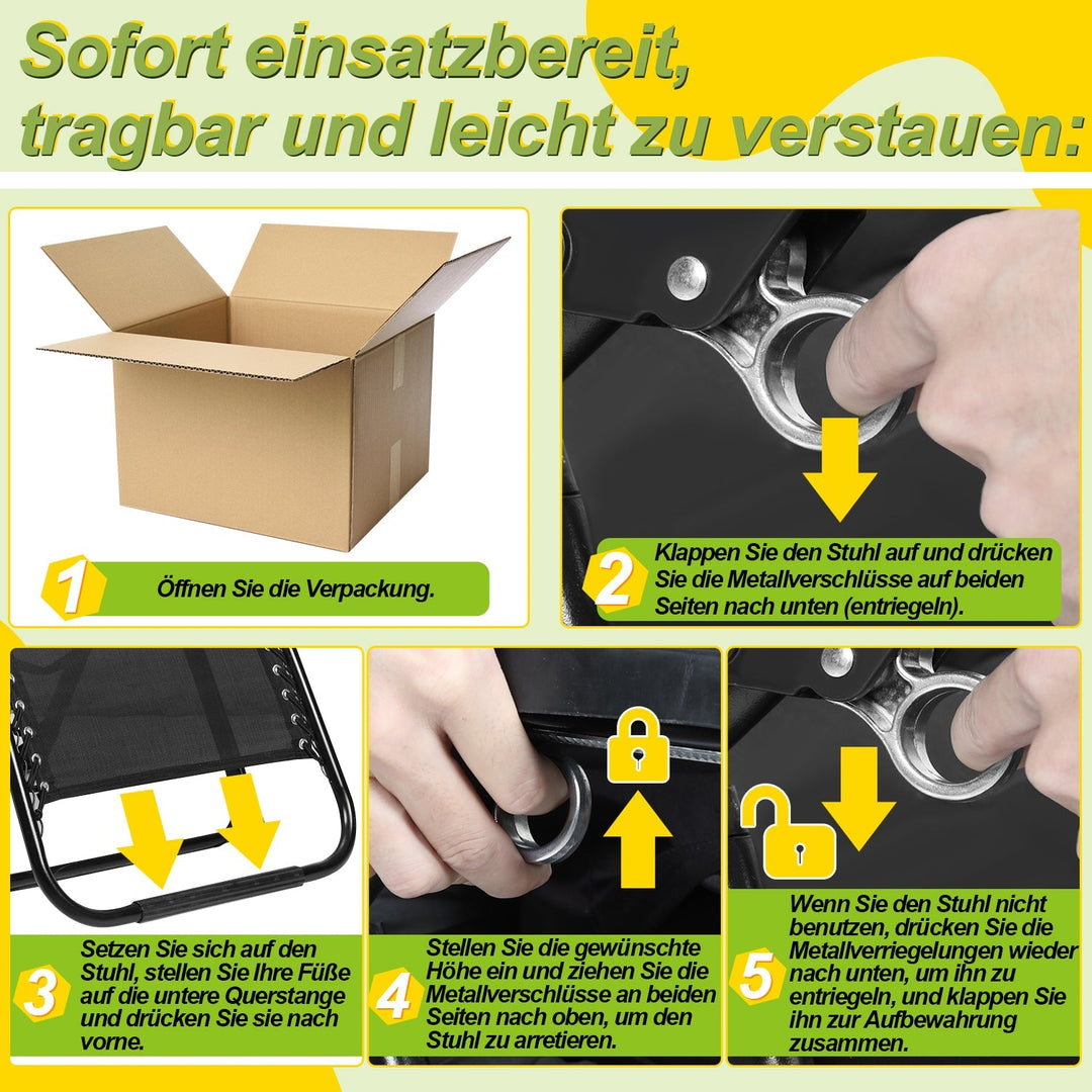 Solstol Sammenleggbar Dekk Stol opptil 200kg | Skanto