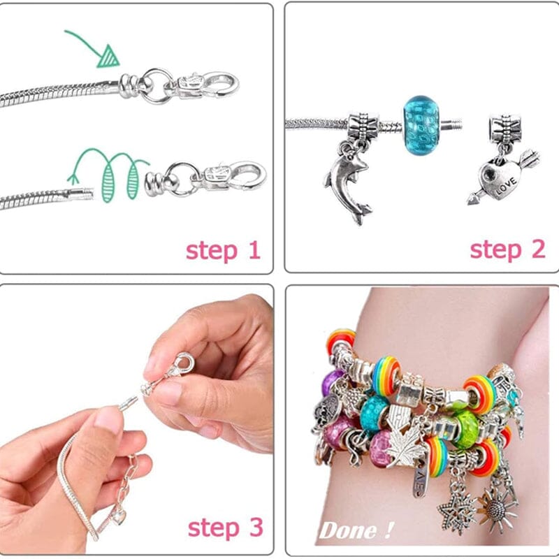 Skanto | CHARMELLA – Glitrende Jenters Charm Armbånd Lage Sett for Kreativ Moro