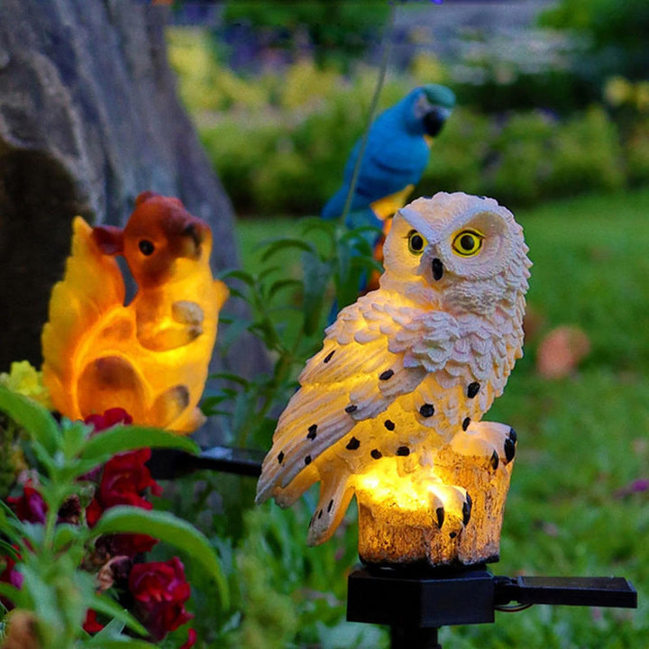 Gartenleuchten-Solar-Eule-LED-Set for den Außenbereich