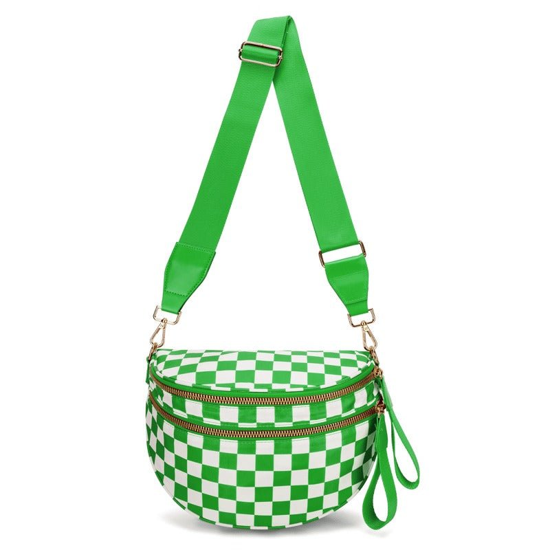 Skanto | LuxeMosaic Iris Crossbody Bag | Stilren sjakkbrettveske med justerbar stropp for hverdags nødvendigheter