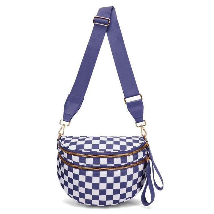 Skanto | LuxeMosaic Iris Crossbody Bag | Stilren sjakkbrettveske med justerbar stropp for hverdags nødvendigheter