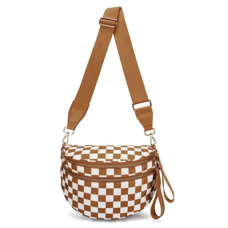 Skanto | LuxeMosaic Iris Crossbody Bag | Stilren sjakkbrettveske med justerbar stropp for hverdags nødvendigheter