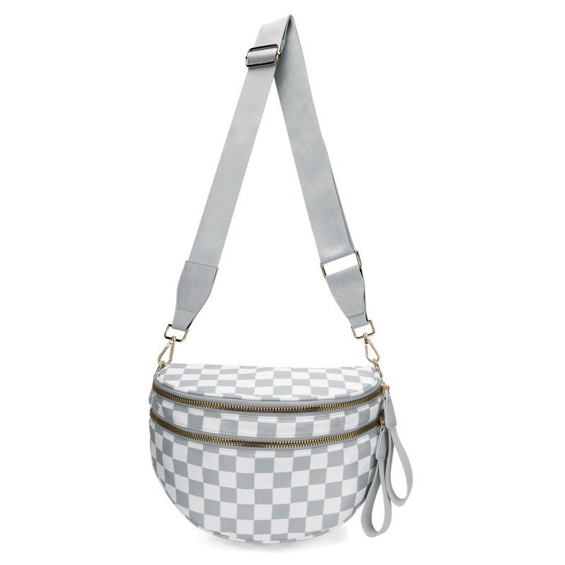Skanto | LuxeMosaic Iris Crossbody Bag | Stilren sjakkbrettveske med justerbar stropp for hverdags nødvendigheter