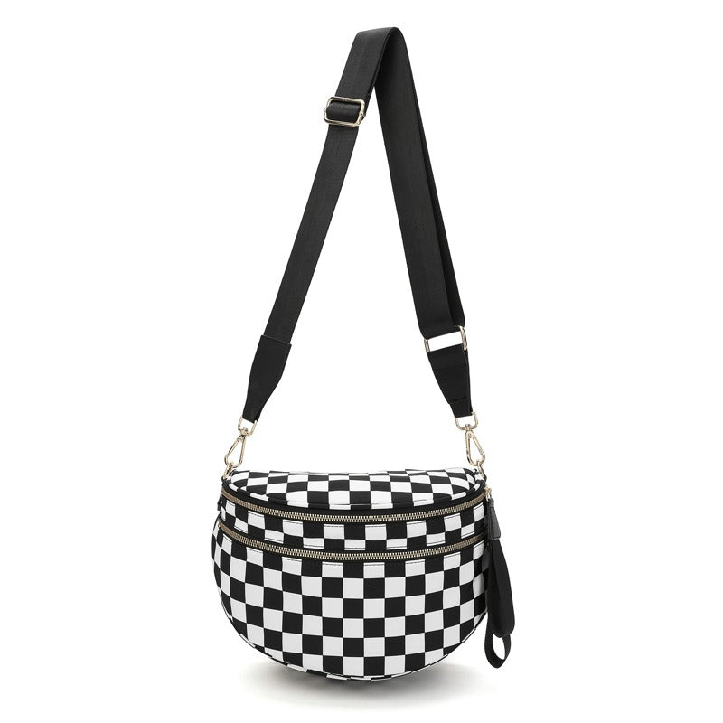 Skanto | LuxeMosaic Iris Crossbody Bag | Stilren sjakkbrettveske med justerbar stropp for hverdags nødvendigheter