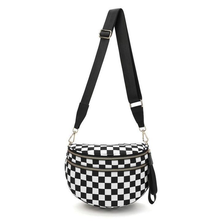 Skanto | LuxeMosaic Iris Crossbody Bag | Stilren sjakkbrettveske med justerbar stropp for hverdags nødvendigheter