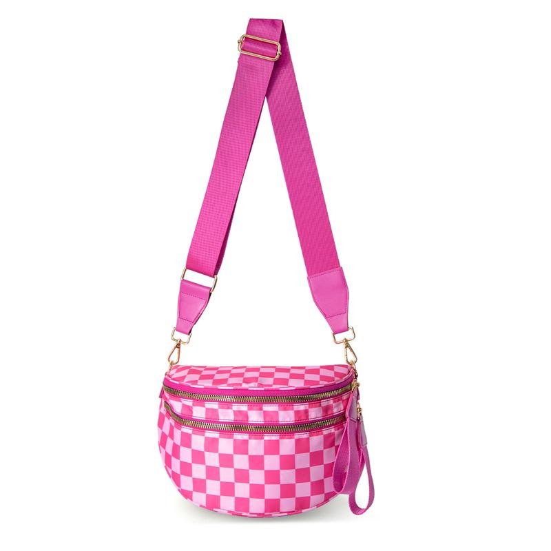 Skanto | LuxeMosaic Iris Crossbody Bag | Stilren sjakkbrettveske med justerbar stropp for hverdags nødvendigheter