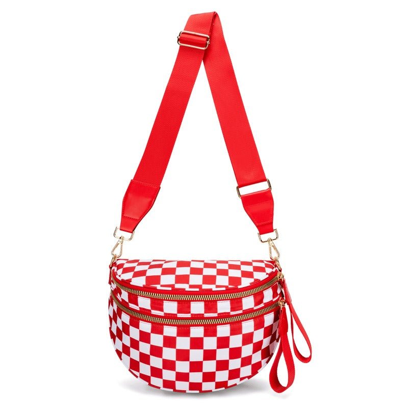 Skanto | LuxeMosaic Iris Crossbody Bag | Stilren sjakkbrettveske med justerbar stropp for hverdags nødvendigheter