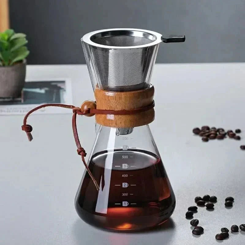 Skanto | Chemex Kaffe Kanne med Hario V60 Dripper Set – Presis Brygging med Stil