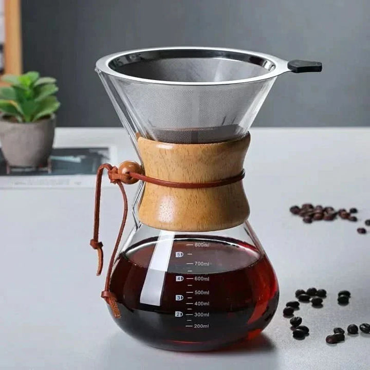 Skanto | Chemex Kaffe Kanne med Hario V60 Dripper Set – Presis Brygging med Stil