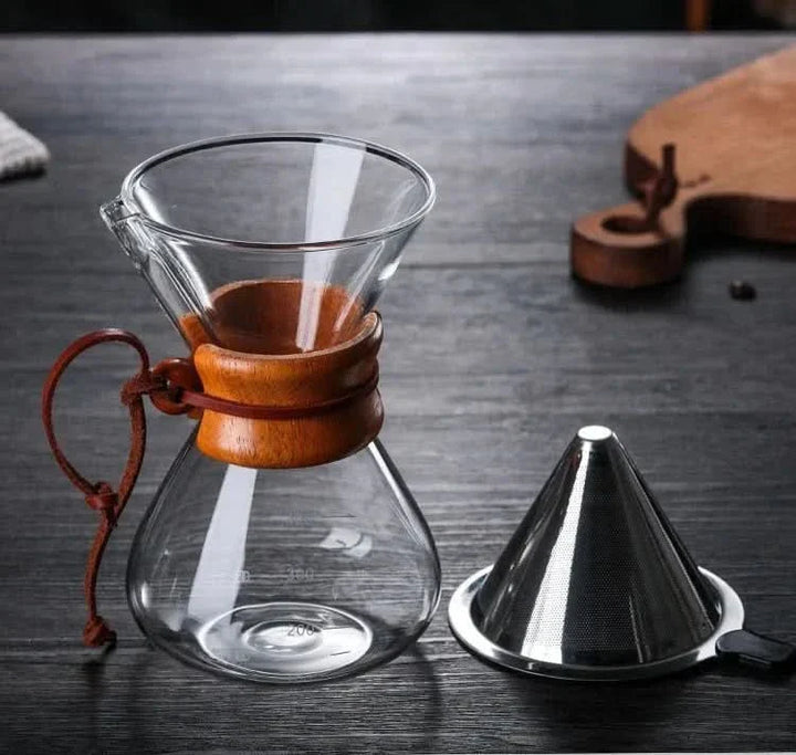 Skanto | Chemex Kaffe Kanne med Hario V60 Dripper Set – Presis Brygging med Stil