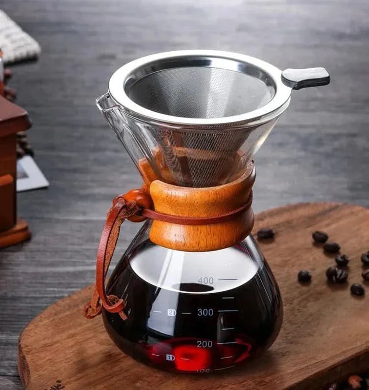 Skanto | Chemex Kaffe Kanne med Hario V60 Dripper Set – Presis Brygging med Stil