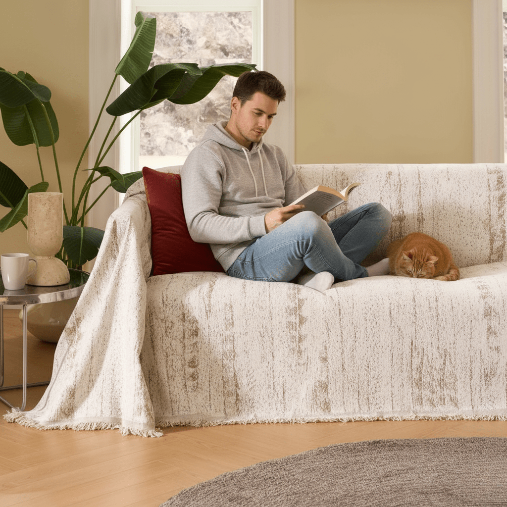 Skanto | CHENILUX – Elegant Chenille Sofa Cover for Protection & Style