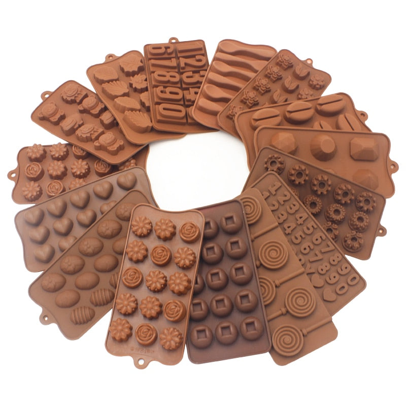 Sjokoladeform Non-stick Hjerte Blomst Sjokolade Kake Silikonform | Skanto