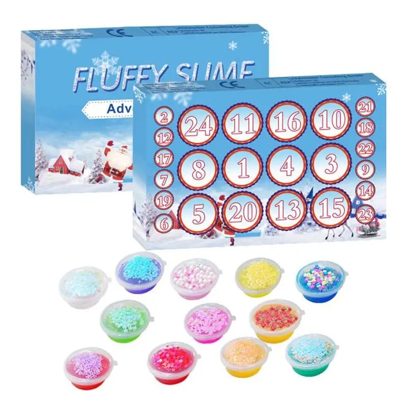 Skanto | Juletid Adventskalender 24 Dager Crystal Mud Blind Box - Jule Countdown Leketøy for Barn