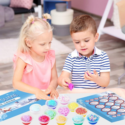 Skanto | Juletid Adventskalender 24 Dager Crystal Mud Blind Box - Jule Countdown Leketøy for Barn