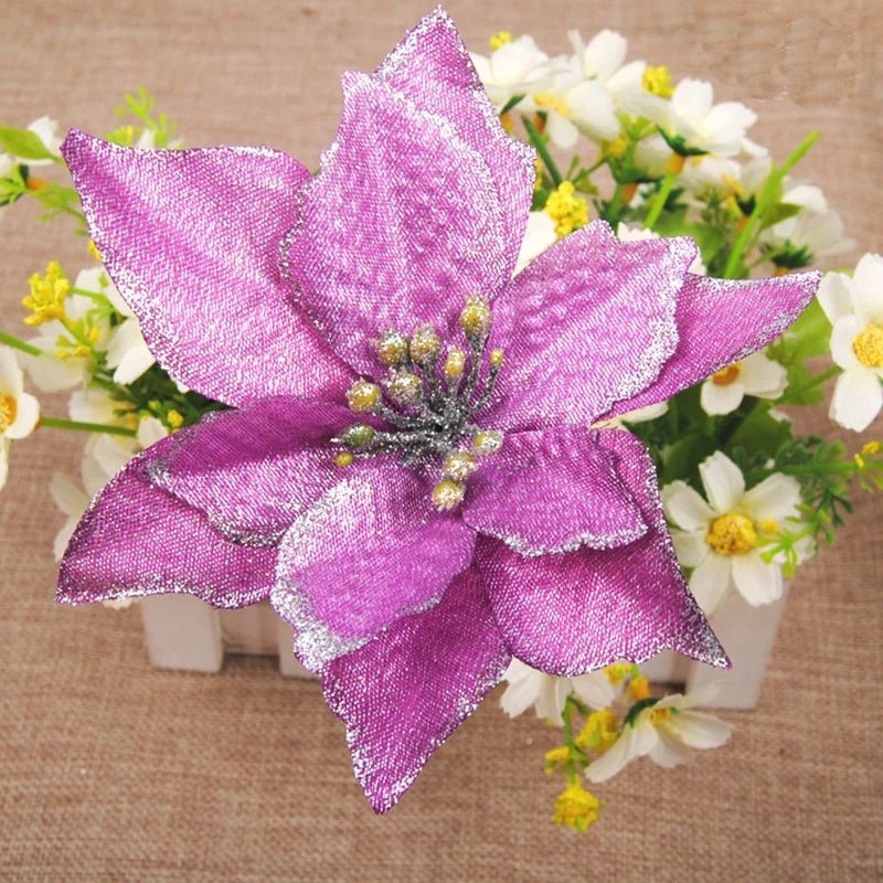 Skanto | Jul Kunstige Poinsettia Blomst Hoder Tre Pendler – Vakkert Lagde Kunstige Poinsettia Blomst Dekorasjoner for en Fantastisk Julehjem Forvandling