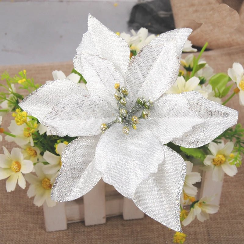 Skanto | Jul Kunstige Poinsettia Blomst Hoder Tre Pendler – Vakkert Lagde Kunstige Poinsettia Blomst Dekorasjoner for en Fantastisk Julehjem Forvandling