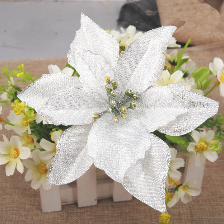 Skanto | Jul Kunstige Poinsettia Blomst Hoder Tre Pendler – Vakkert Lagde Kunstige Poinsettia Blomst Dekorasjoner for en Fantastisk Julehjem Forvandling