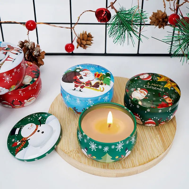 Skanto | Juletelys Rund Boks Sett med 12 – Perfekt for Godteri, Festdekor, eller DIY Håndlagde Lys – Metalkontainer med Lokk (2,2oz)