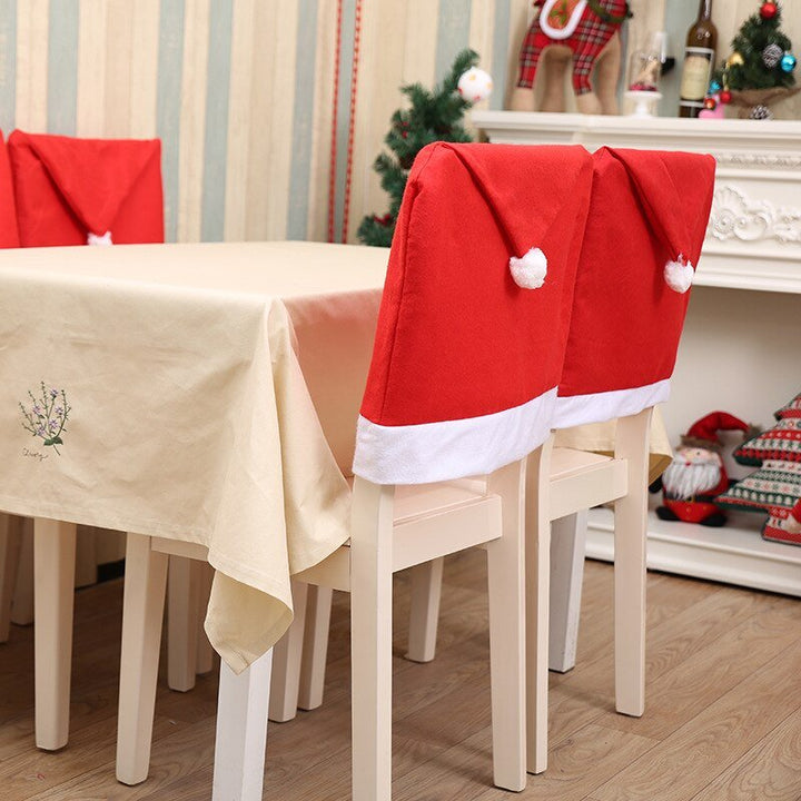 Skanto | Jule Santa Hatt Stoltrekk - Festlig Stol Eleganse - 4 delers sett