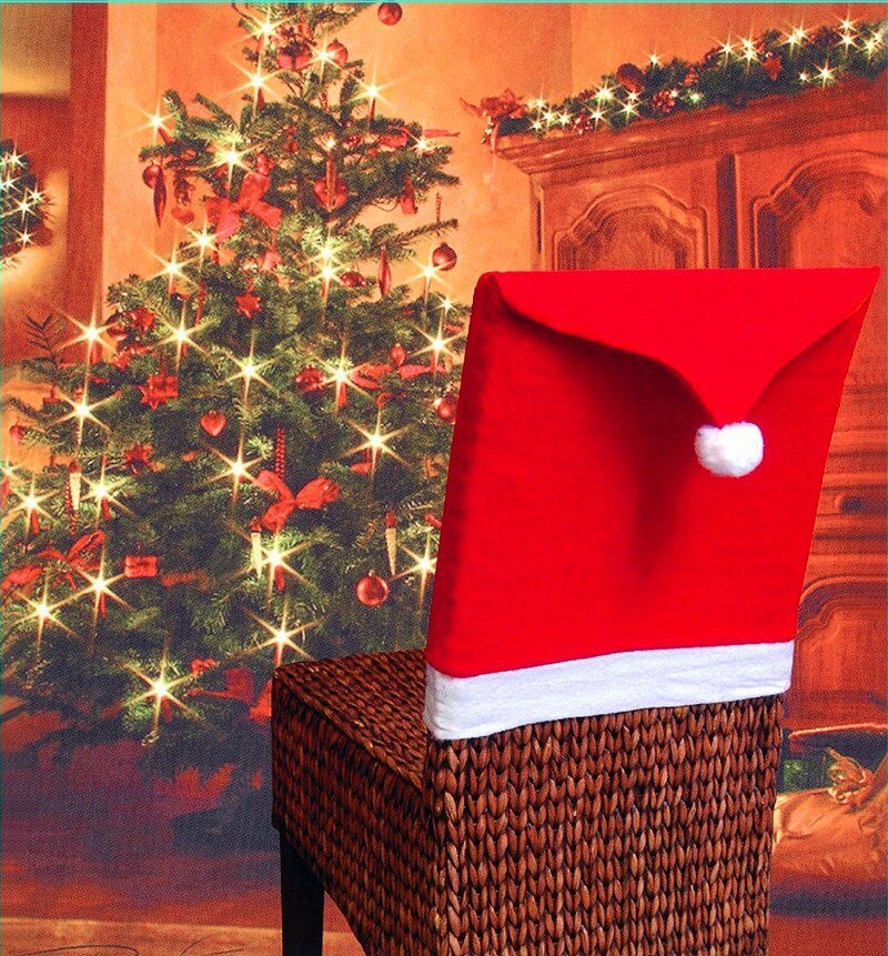Skanto | Jule Santa Hatt Stoltrekk - Festlig Stol Eleganse - 4 delers sett