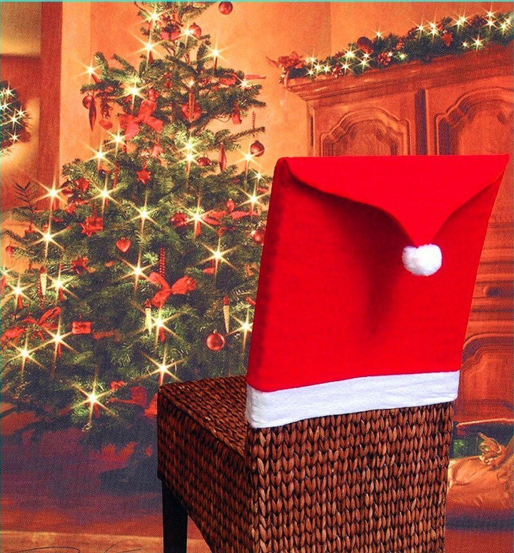 Skanto | Jule Santa Hatt Stoltrekk - Festlig Stol Eleganse - 4 delers sett