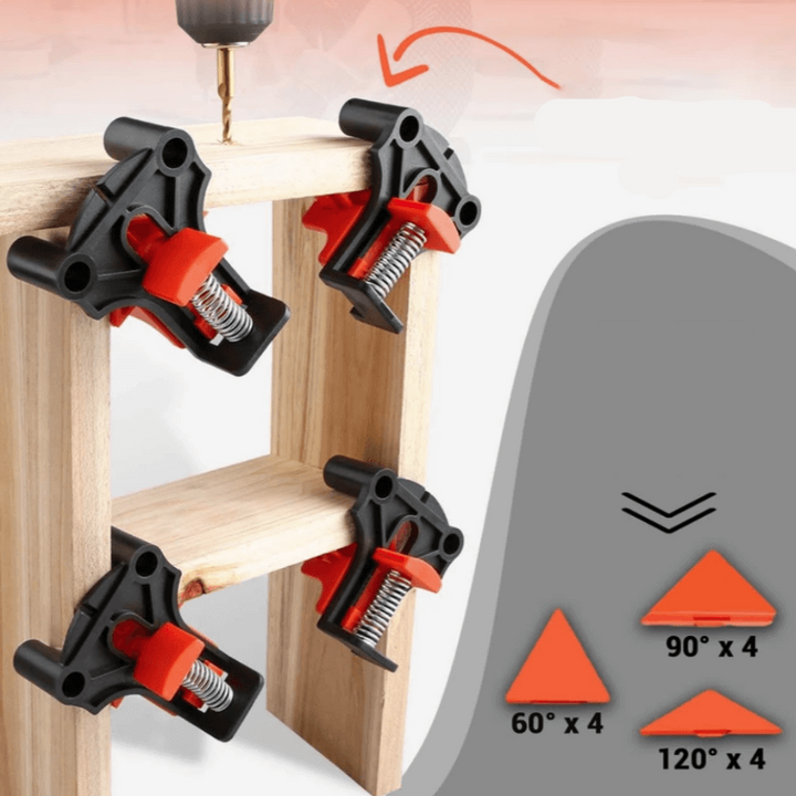 Skanto | CORNERMATE – Justerbart 4-vejs hjørneklips-sett for perfekte 60°, 90° og 120° vinkler
