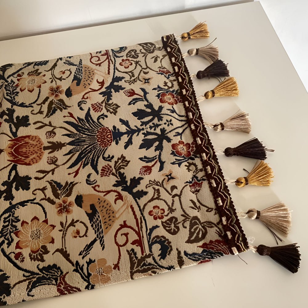 Skanto | EVERBLOOM LINENS – Elegant Duket med Blomster- og Fugl Jacquard Design