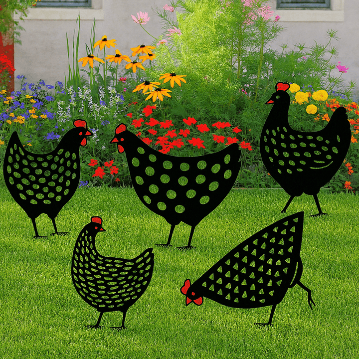 Skanto | Cluckura – Værbestandig Metall Kylling Statue for Hage & Terrasse