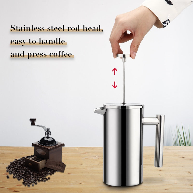 Kaffetrakter Fransk Presse Rustfritt Stål Espresso Kaffe Maskin | Skanto