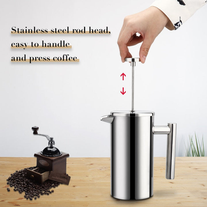 Kaffetrakter Fransk Presse Rustfritt Stål Espresso Kaffe Maskin | Skanto