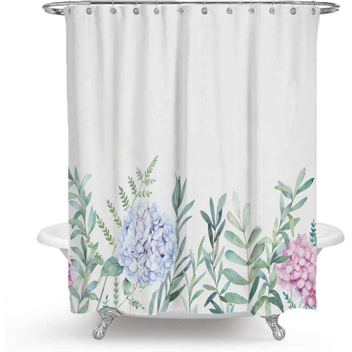 Skanto | Fargerik Blomstertrykk Polyester Dusjforheng med Nordisk Grønn Bladdesign
