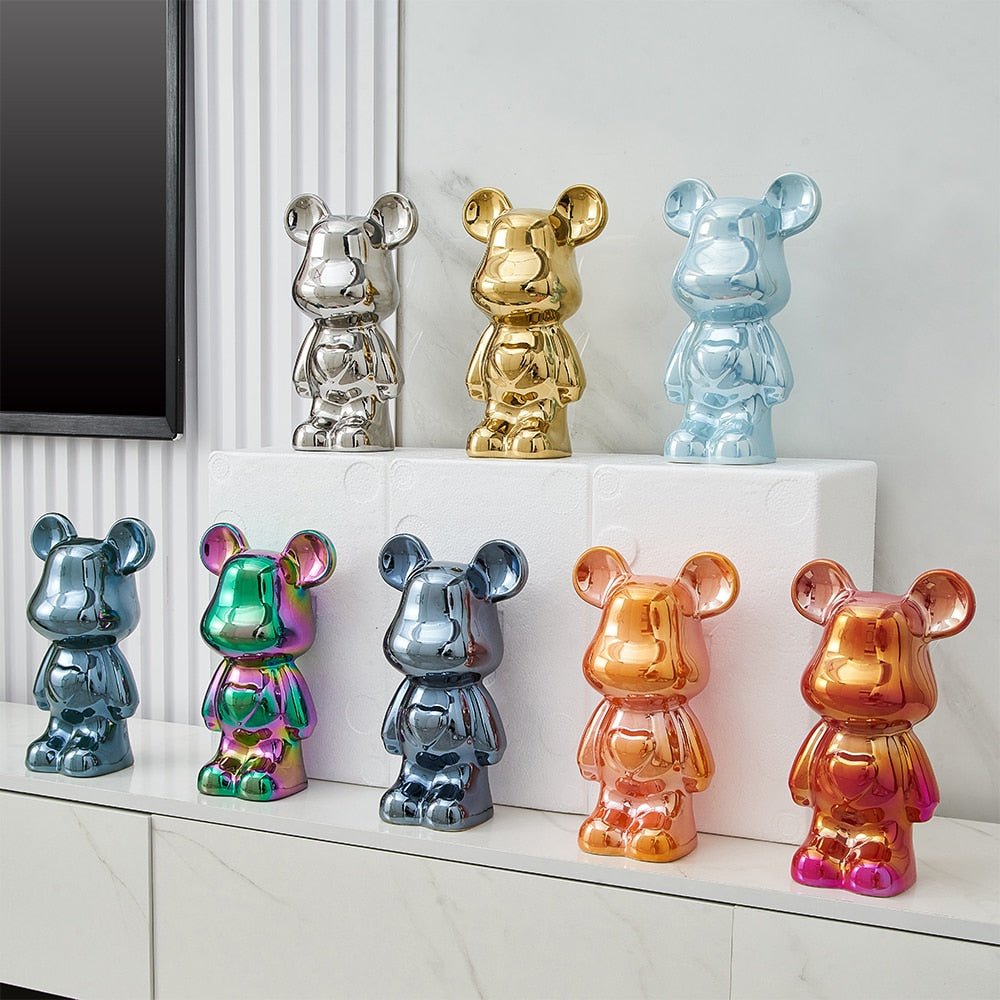 Skanto | Fargerik Keramikk Bjørn Skulptur og Statue Sparegris Skrivebords Ornament