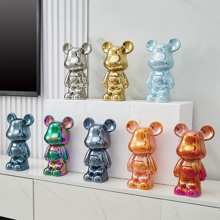 Skanto | Fargerik Keramikk Bjørn Skulptur og Statue Sparegris Skrivebords Ornament