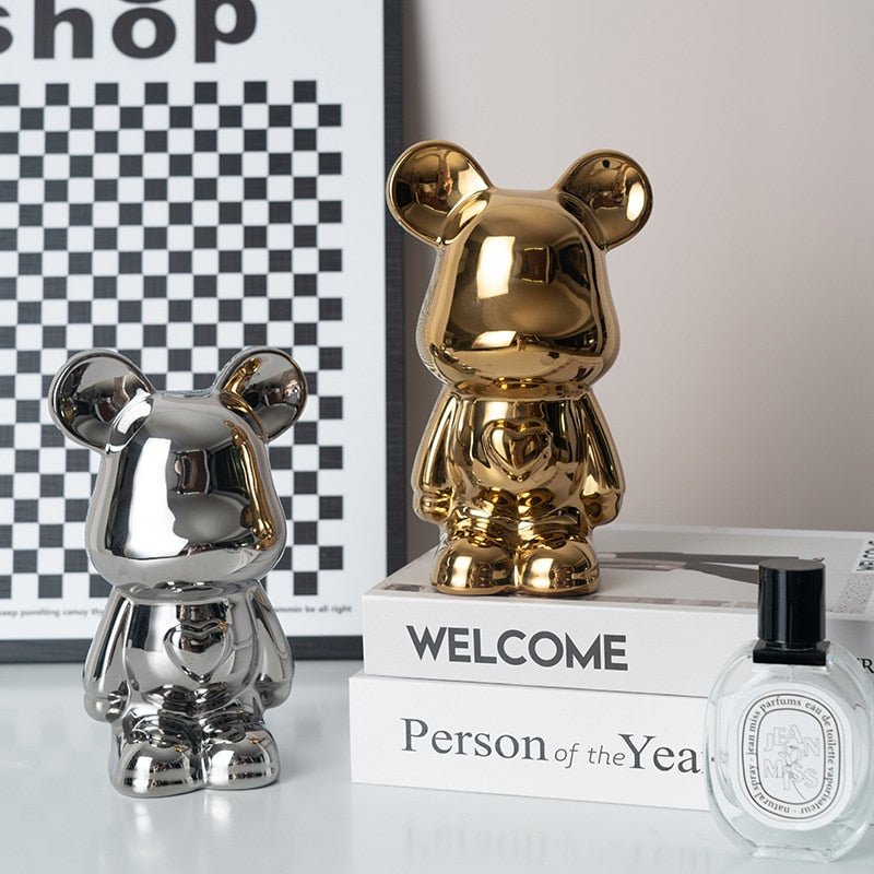 Skanto | Fargerik Keramikk Bjørn Skulptur og Statue Sparegris Skrivebords Ornament